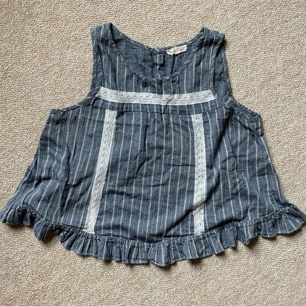 Tank top with lace and ruffle detail